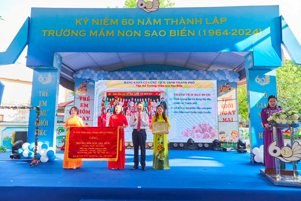 TRƯỜNG MẦM NON SAO BIỂN (NGÔ QUYỀN, HẢI PHÒNG) LONG TRỌNG TỔ CHỨC LỄ KỶ NIỆM 60 NĂM NGÀY THÀNH LẬP TRƯỜNG